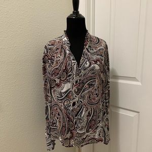 WHBM Paisley Long Sleeve Blouse sz 12